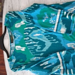 Bob Mackie Teal and White Wearable Art Top